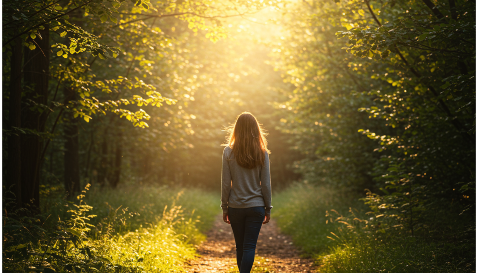 Woman walking on a path through nature